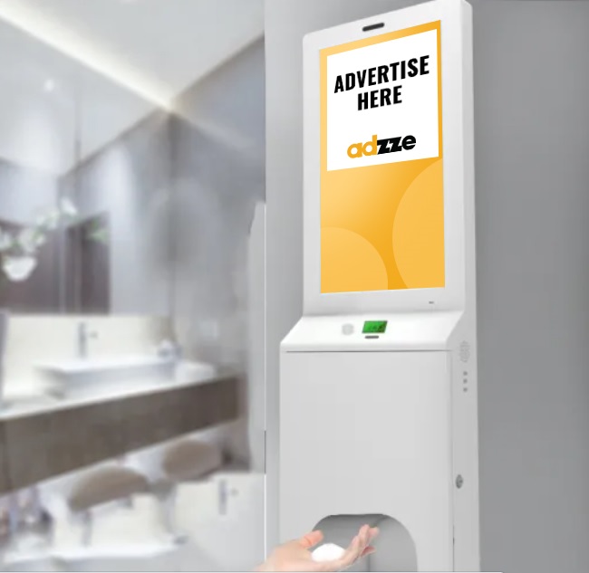 Indoor Advertising with Sanitizing Kiosks