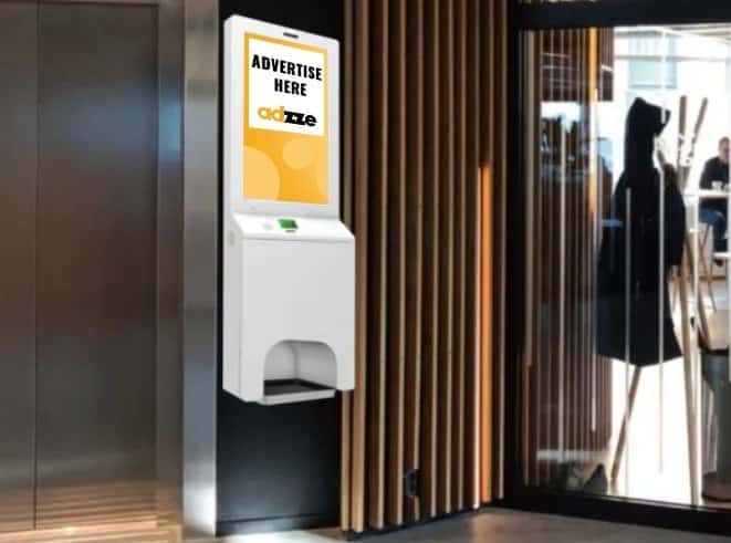 What is Indoor advertising with Sanitizing Kiosks