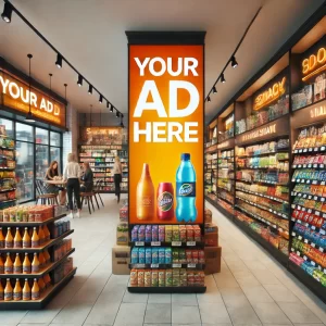 Advertising board at a grocery store